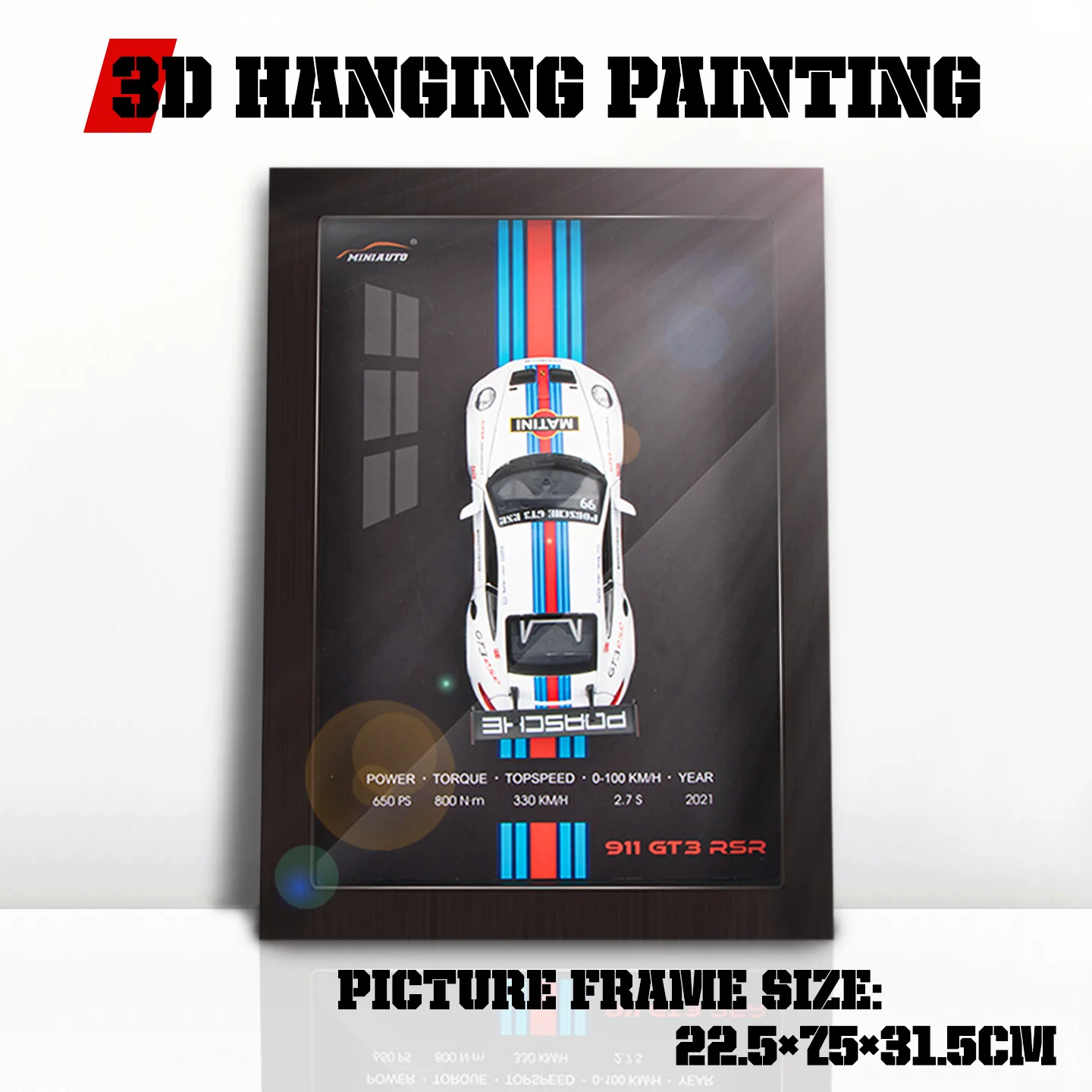 3D Car Wall Art with Dark Wood Frame 9 3D Car Wall Art with Dark Wood Frame - Image 9