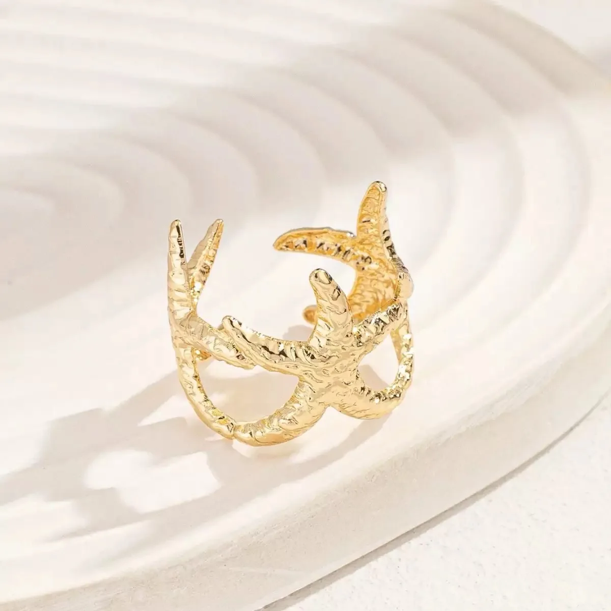 Gold Starfish Open Ring for Women 3 Gold Starfish Open Ring for Women - Image 3