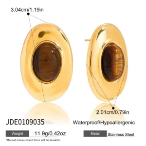 Vintage Tiger Eye Stud Earrings in Stainless Steel 13 Sadf10ba03b6f470696b7b01a67e6d479J