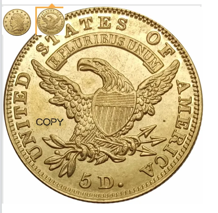Vintage 1829 US Five Capped Bust Gold Replica 2 Vintage 1829 US Five Capped Bust Gold Replica - Image 2