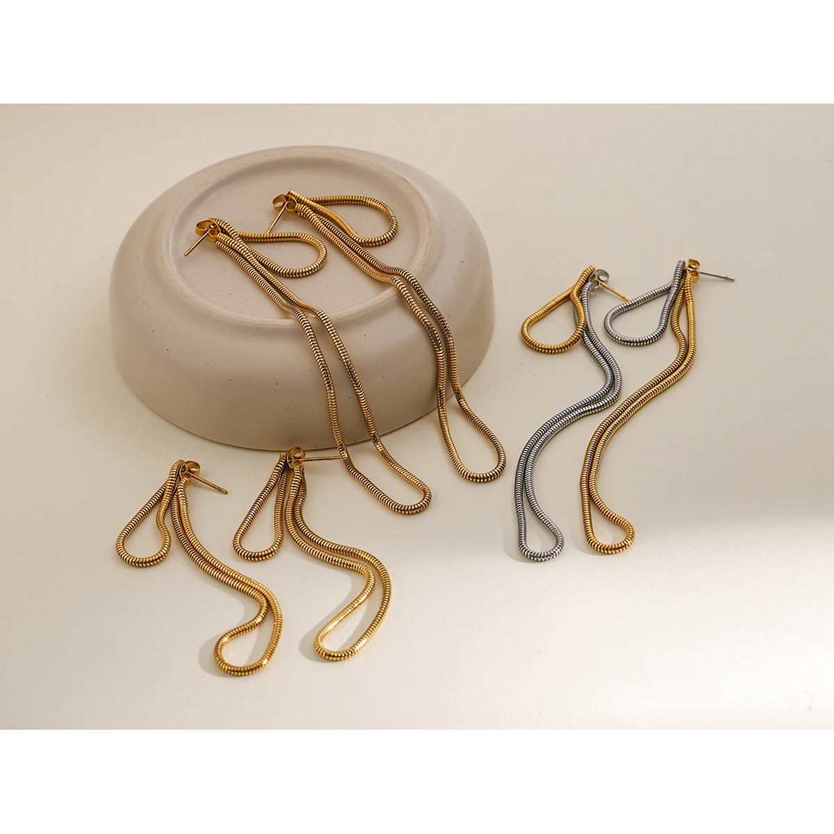 Stainless Steel Tassel Earrings for Women 3 Stainless Steel Tassel Earrings for Women - Image 3