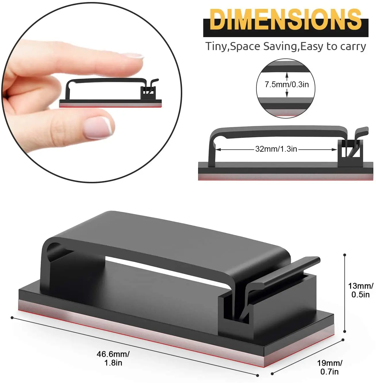 Black Cable Management Clips Set 4 Black Cable Management Clips Set - Image 4