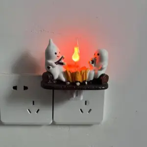 Spooky-Cute Halloween Ghost Statue with Light