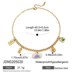 Gold Stainless Steel Layered Necklace with Charms 14 Sae6fc4788fd14082bfa3d36876596abfv