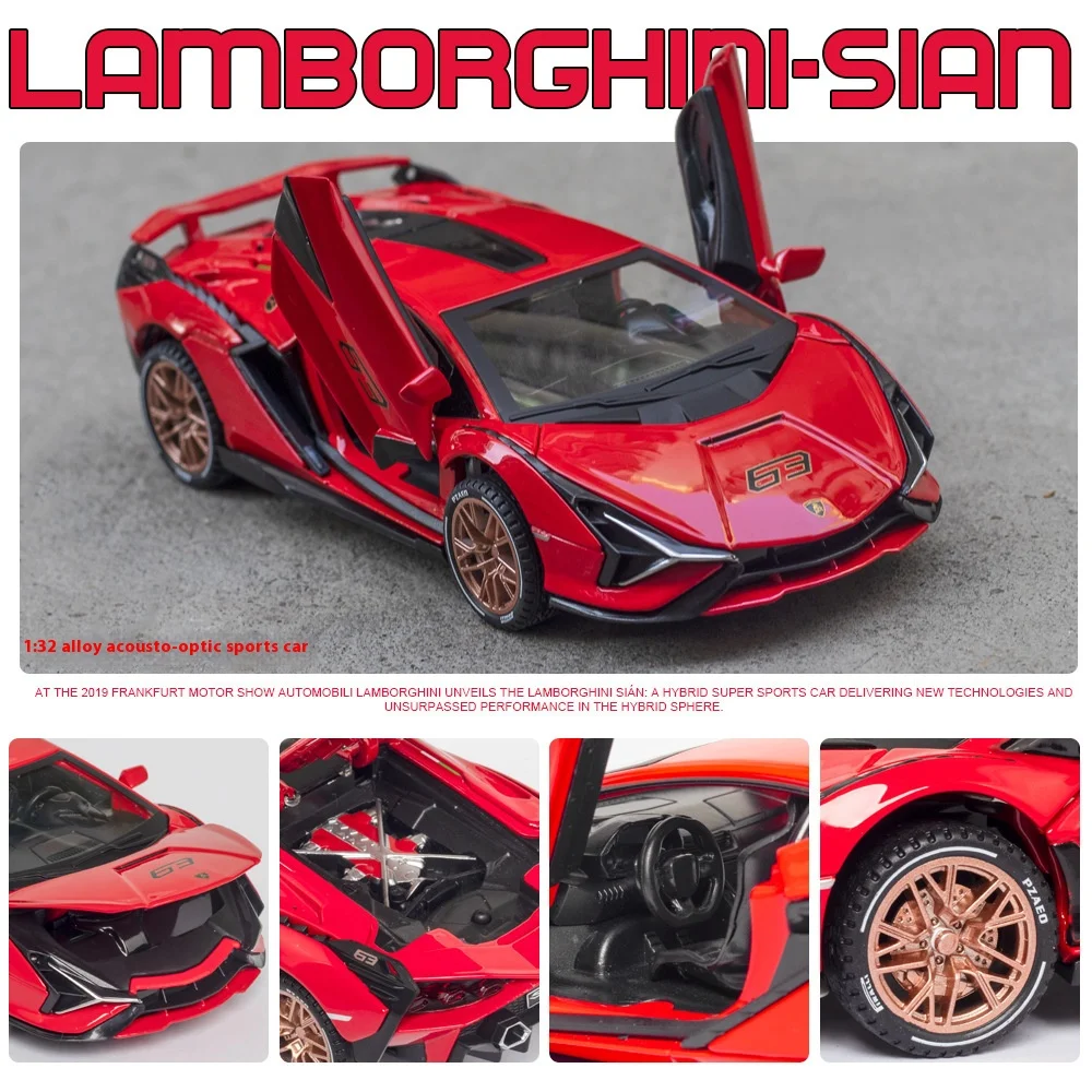 Green Lamborghini SIAN 1:32 Diecast Model 4 Green Lamborghini SIAN 1:32 Diecast Model - Image 4