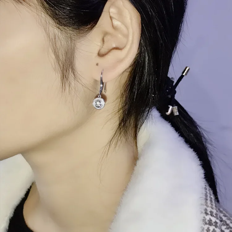 Silver AAA Zircon Circular Earrings for Women 4 Silver AAA Zircon Circular Earrings for Women - Image 4