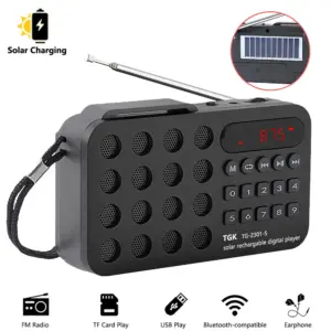 Portable Solar Bluetooth Speaker 3W, 32GB Support
