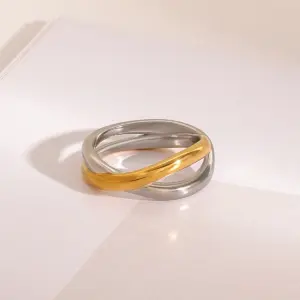 Two-Tone Stainless Steel Women's Ring 10 Saeeba982b64e488cb886588b2b9e2ab8H