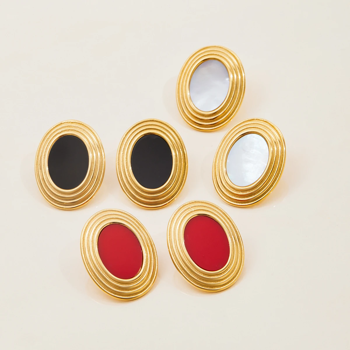 Oversized Stainless Steel White Shell Earrings 5 Oversized Stainless Steel White Shell Earrings - Image 5