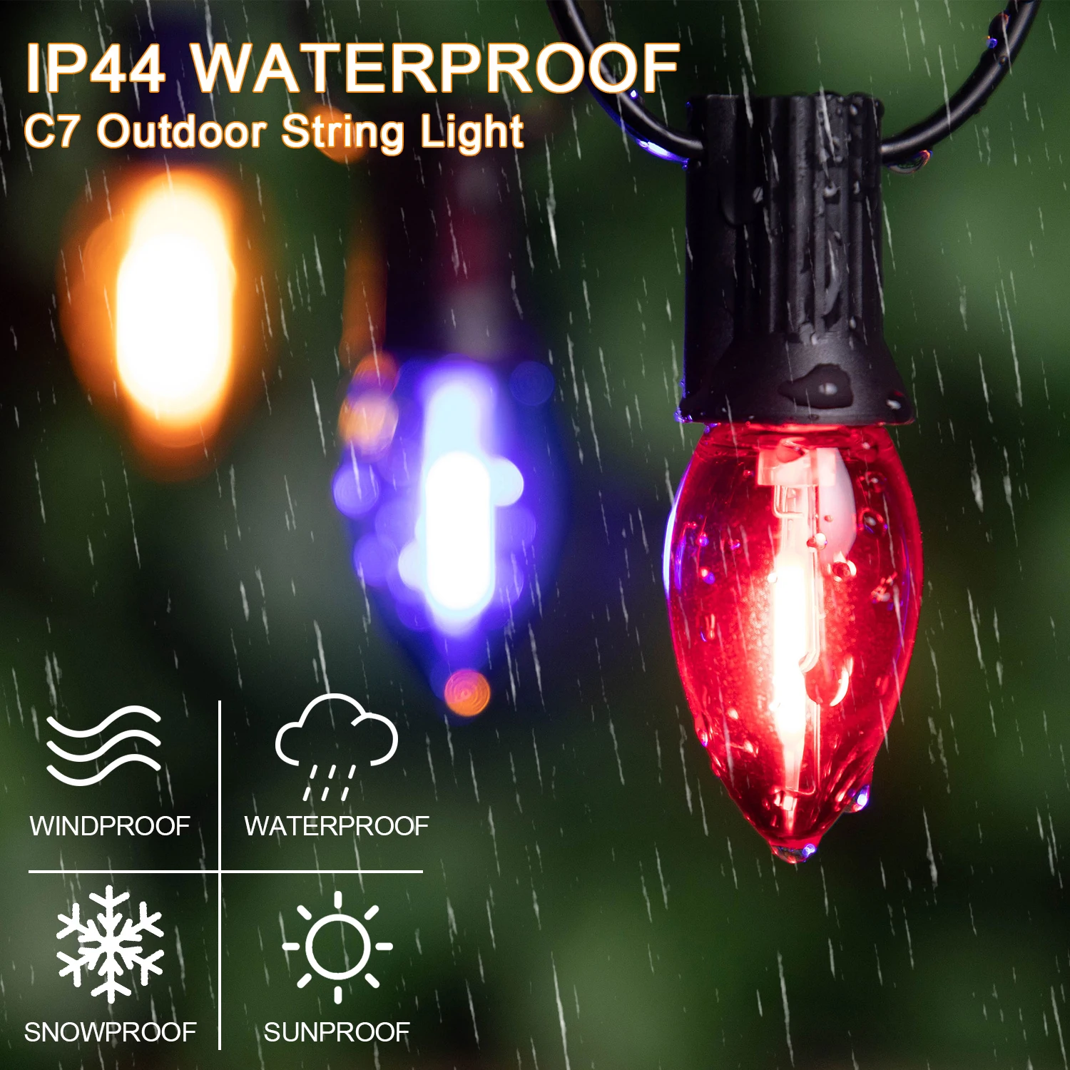 Vibrant Outdoor Christmas String Lights 25ft & 65ft 2 Vibrant Outdoor Christmas String Lights 25ft & 65ft - Image 2