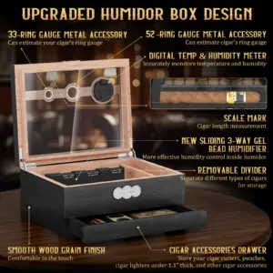 Elegant Dark Wood Cigar Humidor with Digital Hygrometer 13 Saf6de8e9d6754c20a72c8a1105669fd1x