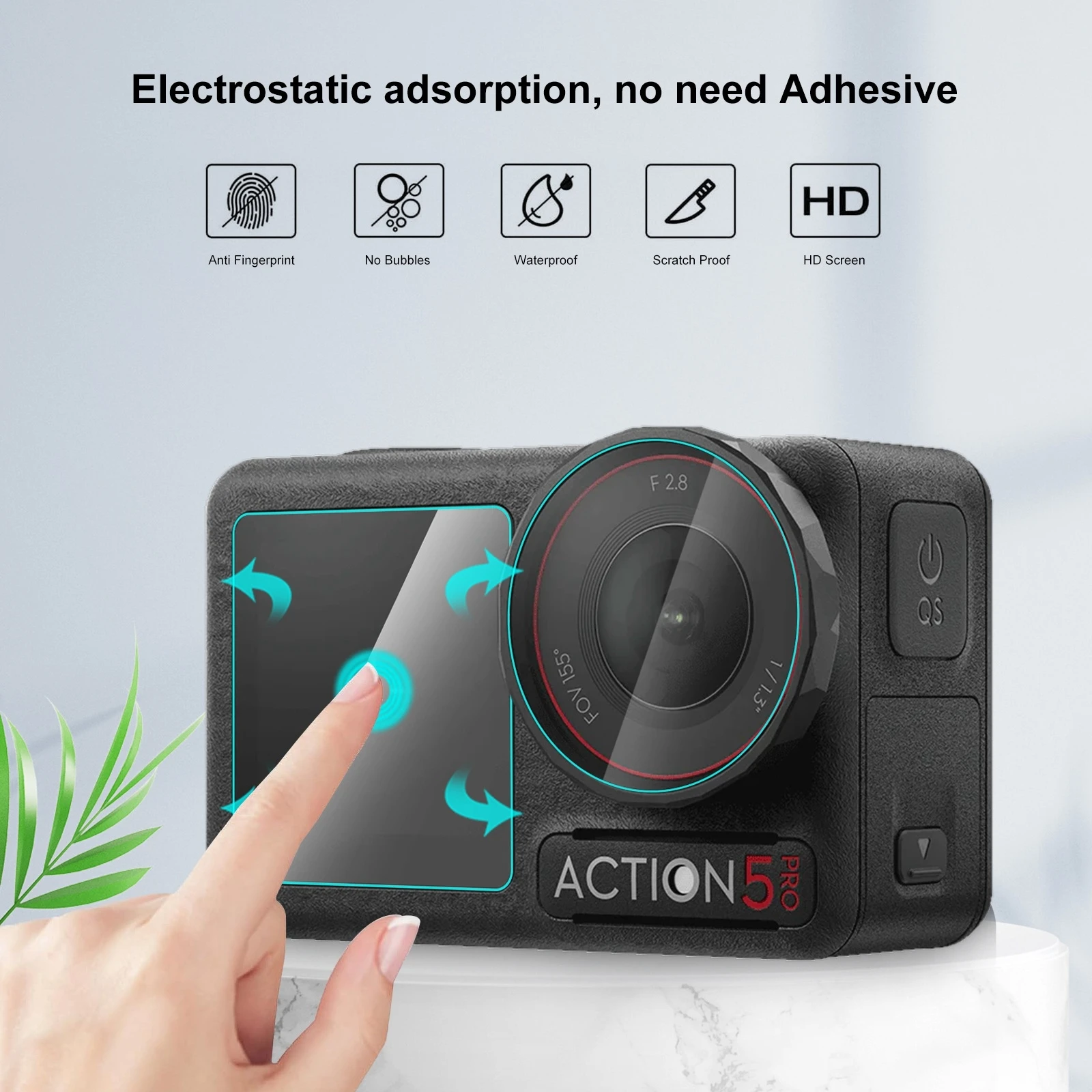 DJI Osmo Action 5 Pro Tempered Glass Screen Protectors Set 4 DJI Osmo Action 5 Pro Tempered Glass Screen Protectors Set - Image 4