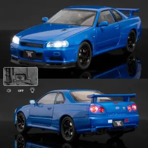 Vibrant Blue Nissan Skyline GTR R34 Model