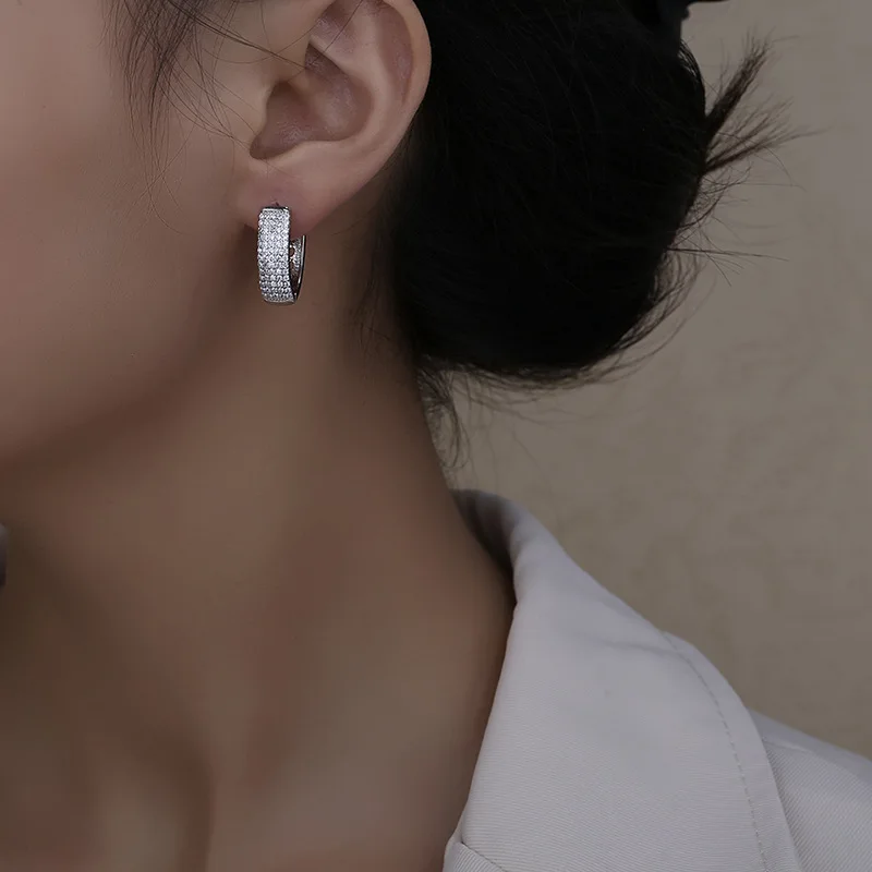 Silver Zircon Hoop Earrings for Women 6 Silver Zircon Hoop Earrings for Women - Image 6