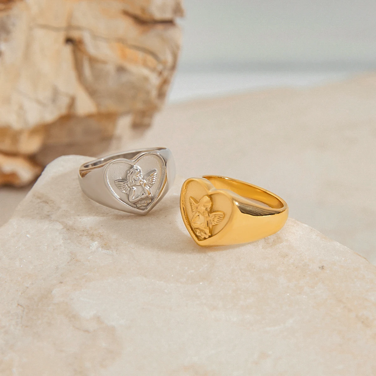 Heart-Shaped Cupid Rings Set for Women 5 Heart-Shaped Cupid Rings Set for Women - Image 5