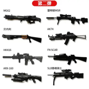 6-Piece 1/6 Scale Plastic Gun Set for Collectors