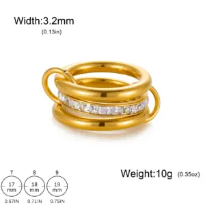 Multi-Layer Stainless Steel Women's Ring with Zircon Accents 16 Sb0b6a8fe6e03476c8668632a844d3e73U