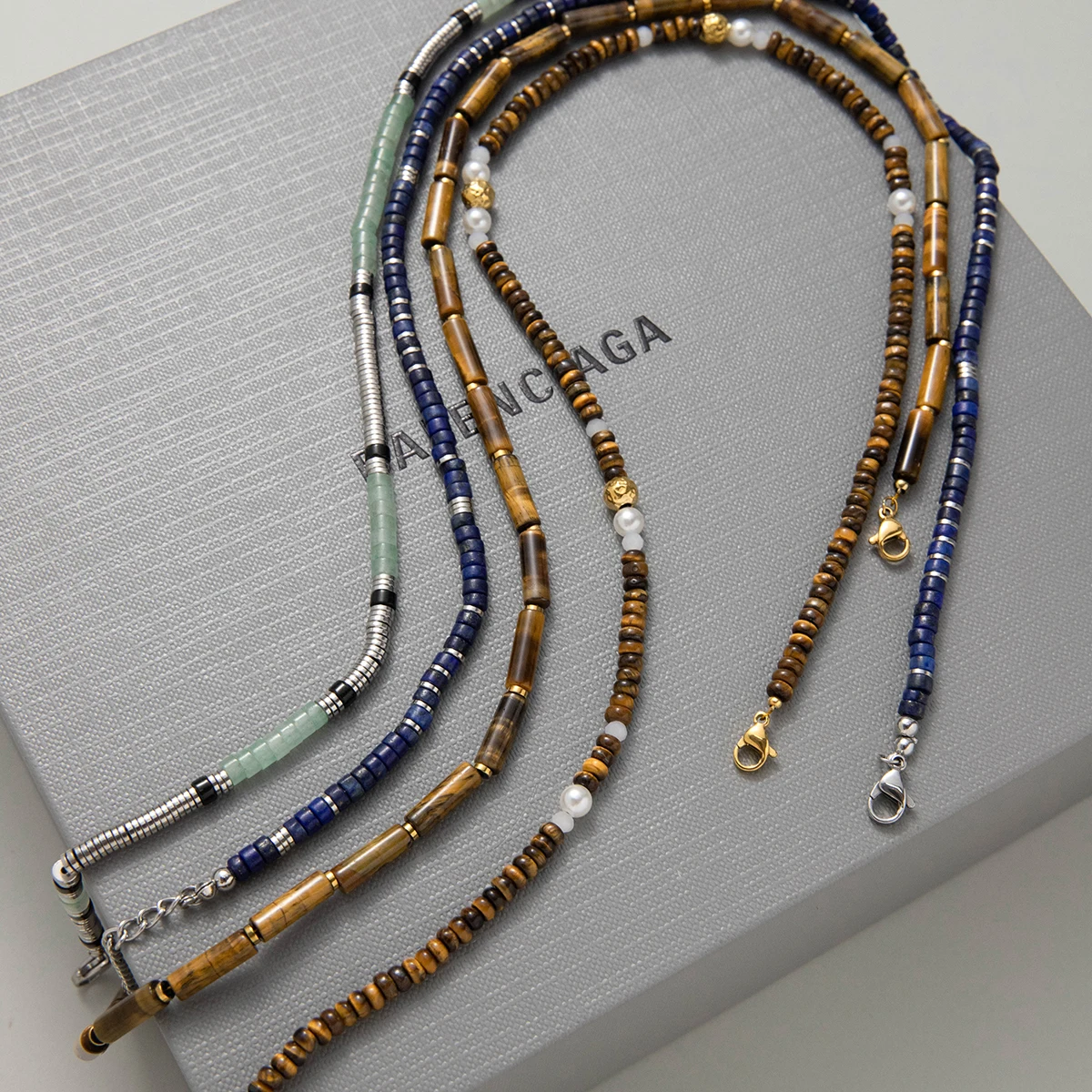 Vintage Gold Stainless Steel Beaded Necklace JDN0112006-S 3 Vintage Gold Stainless Steel Beaded Necklace JDN0112006-S - Image 3