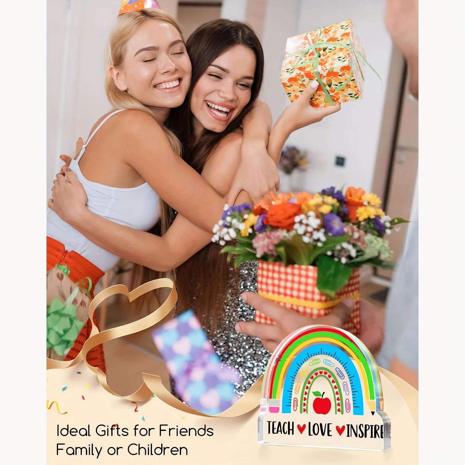 Colorful Rainbow Teacher Appreciation Acrylic Ornament 5 Colorful Rainbow Teacher Appreciation Acrylic Ornament - Image 5