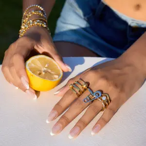 Gold Stainless Steel Water Drop Stackable Ring 13 Sb0e6094ae7ff4faaaee7239cde30ab5aY