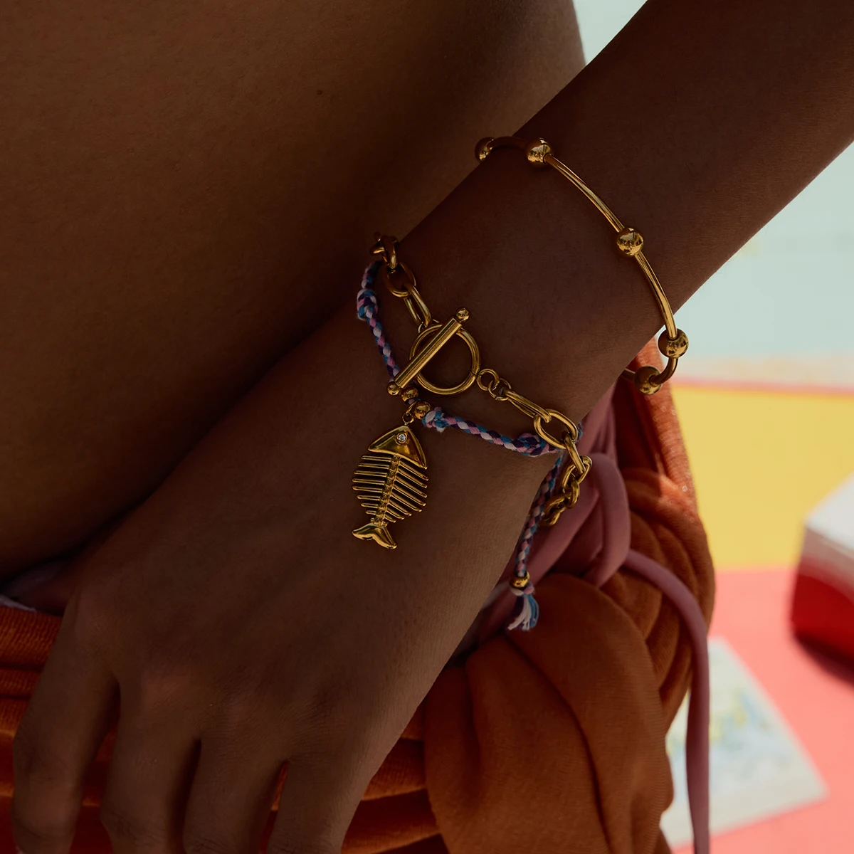 Ocean-Inspired Stainless Steel Fish Bone Bracelet 2 Ocean-Inspired Stainless Steel Fish Bone Bracelet - Image 2