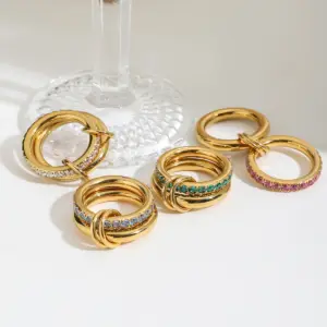 Women's Stainless Steel Zirconia Double-Layer Ring 14 Sb16b9769aaad4641a17c9c8d048b66d6x