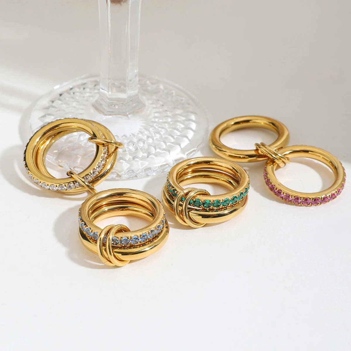 Women's Stainless Steel Zirconia Double-Layer Ring 5 Women's Stainless Steel Zirconia Double-Layer Ring - Image 5