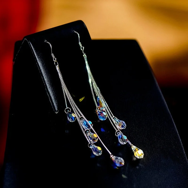 Elegant Water Droplets Silver Earrings 2 Elegant Water Droplets Silver Earrings - Image 2