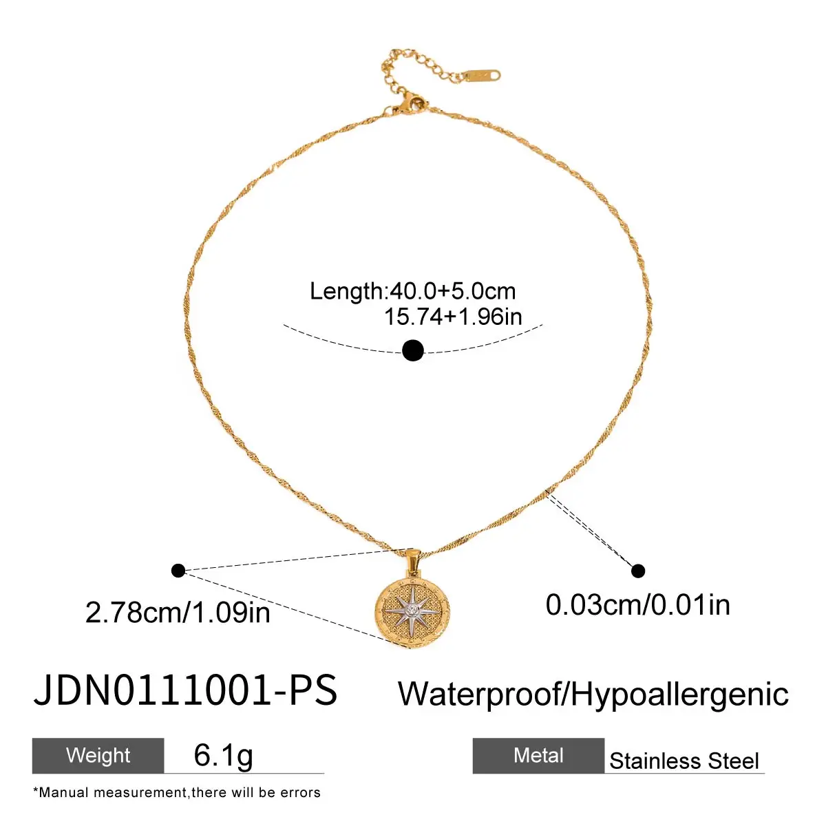 Stainless Steel Gold Finish Star Pendant Necklace 7 Stainless Steel Gold Finish Star Pendant Necklace - Image 7