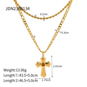 Stainless Steel Gold-Layered Double Necklace 12 Sb1e11ad6e4464e8ab9386a01b9e89caeO