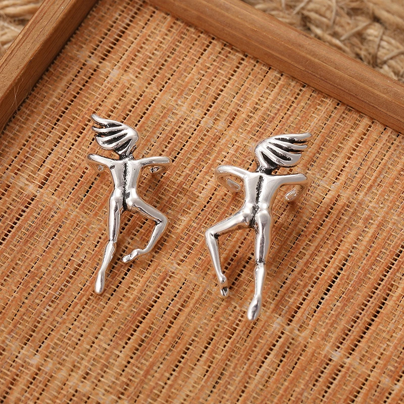 Silver 3D Human Figure Clip Earrings 2 Silver 3D Human Figure Clip Earrings - Image 2