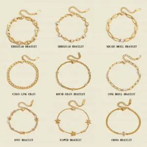 Gold Stainless Steel Geometric Bracelet JDB0307037