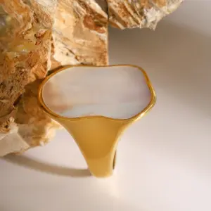 Stainless Steel Shell Cocktail Ring for Women 11 Sb21e299e075b48f98a46ade0732e0bbde