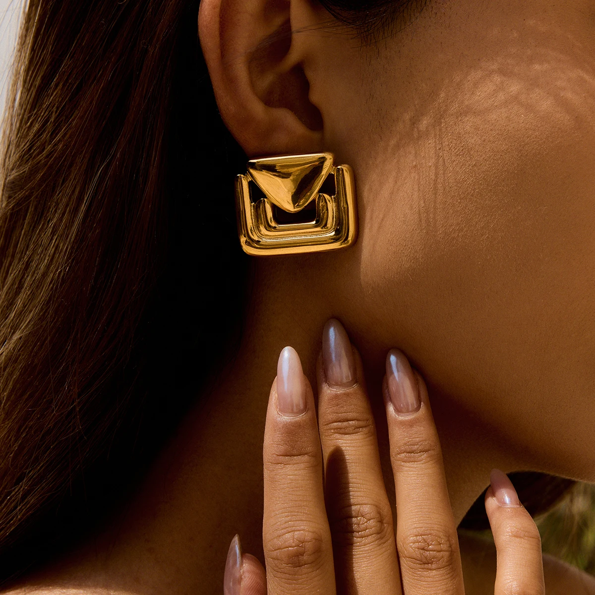 Stainless Steel Triangular Earrings for Women 2 Stainless Steel Triangular Earrings for Women - Image 2