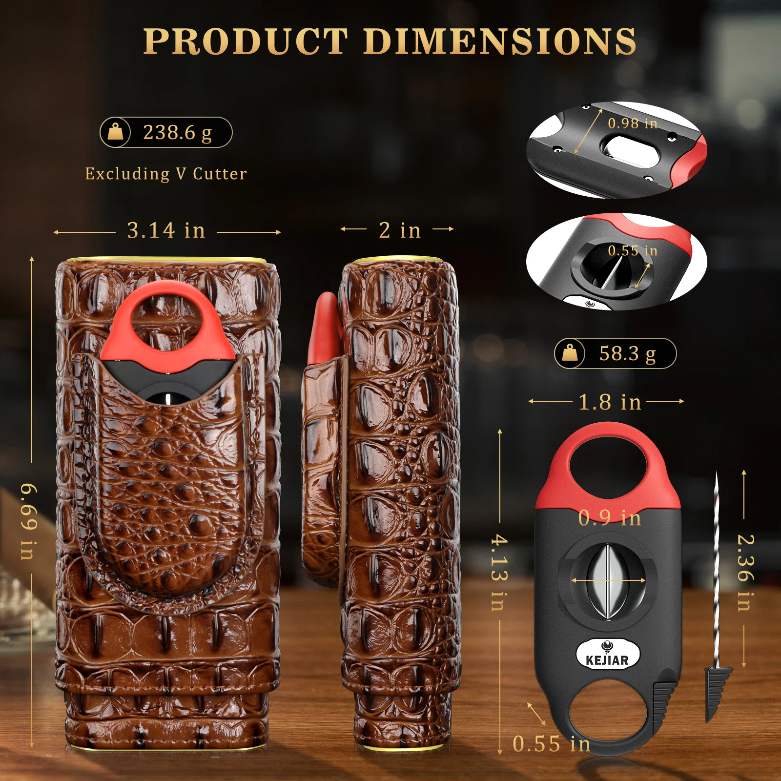 Luxury Leather Travel Cigar Case with Cutter 2 Luxury Leather Travel Cigar Case with Cutter - Image 2