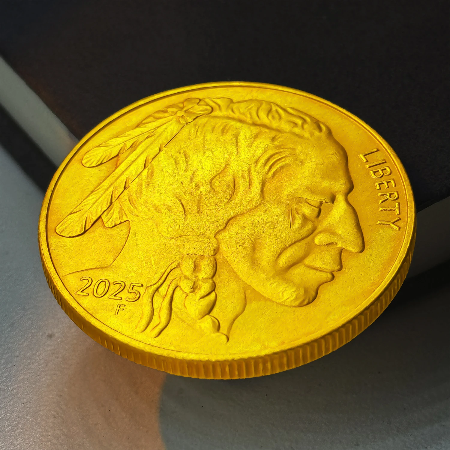 Native American Chief Portrait Buffalo Coin Badge 3 Native American Chief Portrait Buffalo Coin Badge - Image 3