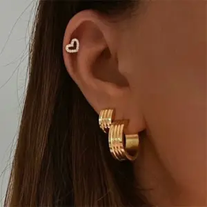 Stainless Steel Gold-Tone Geometric Hoop Earrings 8 Sb26571b9e23249d4973bca758089b373z 1