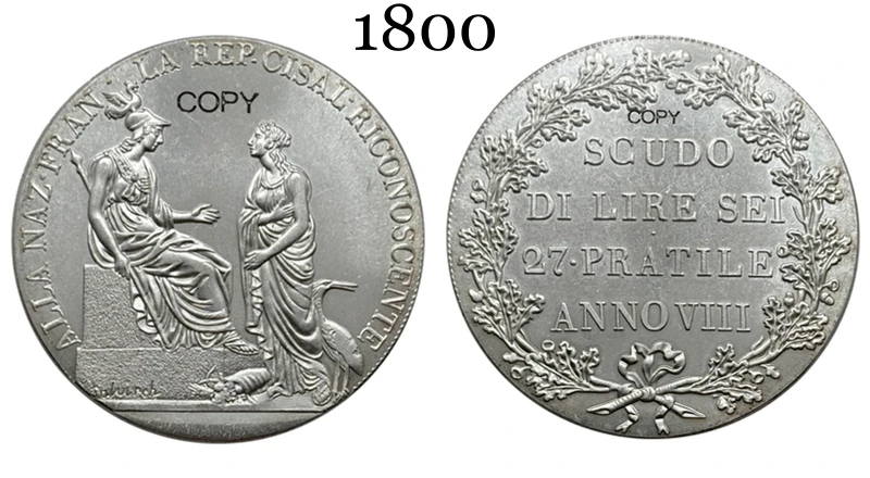 Italian States 1800 Silver Replica Coin 7 Italian States 1800 Silver Replica Coin - Image 7