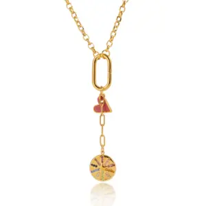 Vibrant Gold Stainless Steel Rainbow Necklace