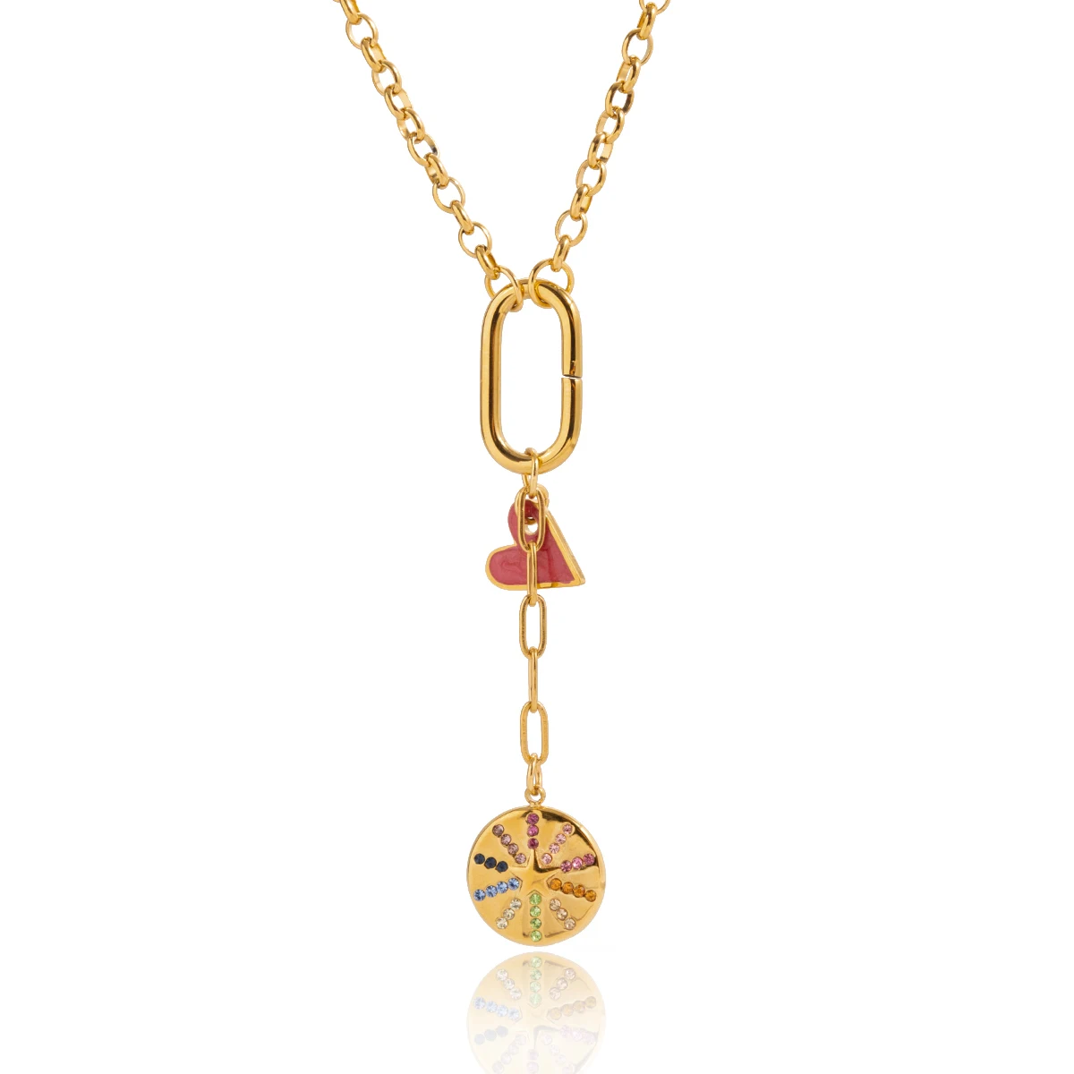 Vibrant Gold Stainless Steel Rainbow Necklace 1 Vibrant Gold Stainless Steel Rainbow Necklace