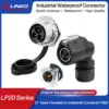 Waterproof IP68 90° Industrial Connector, 2-14 Pins