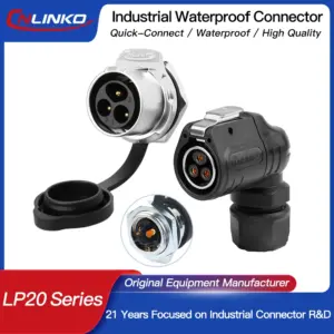 Waterproof IP68 90° Industrial Connector, 2-14 Pins