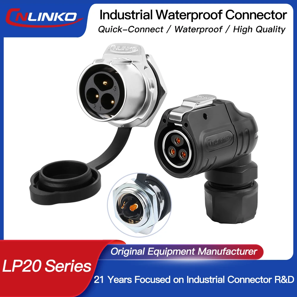 Waterproof IP68 90° Industrial Connector, 2-14 Pins 1 Waterproof IP68 90° Industrial Connector, 2-14 Pins