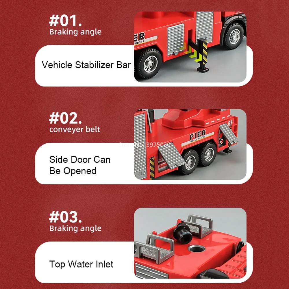 1:32 Scale Fire Engine Toy with Lights and Sound 3 1:32 Scale Fire Engine Toy with Lights and Sound - Image 3