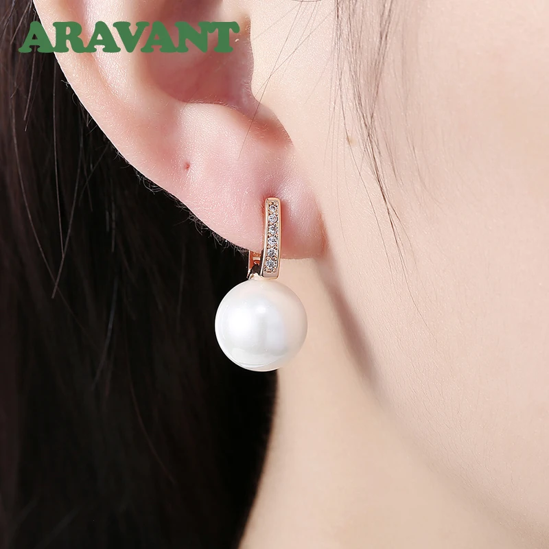 Elegant Pearl Drop Earrings in Gold, Silver, Rosé 2 Elegant Pearl Drop Earrings in Gold, Silver, Rosé - Image 2