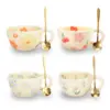 Handcrafted Floral Ceramic Mug with Spoon