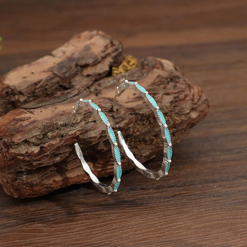 Vintage Bohemian Silver Hoop Earrings 5 Vintage Bohemian Silver Hoop Earrings - Image 5