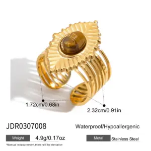 Elegant Gold-Toned Adjustable Stainless Steel Ring 17 Sb3464c51c5364cb5915528946b6f4f08v
