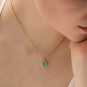 Blue Opal Necklace with Stainless Steel Chain 11 Sb357323f7a2a467ea49f5f42a784876b4