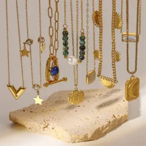 Elegant Stainless Steel Gold-Tone Necklace Collection